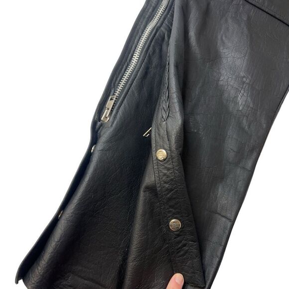 Unisex Interstate Leather Black Motorcycle Biker Riding Chaps Adjustable S - Picture 14 of 16